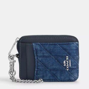 COACH Zip Card Case With Quilting/Denim